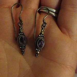 Silver earrings with amethysts