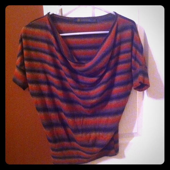 Burnt orange and indigo striped sweater.