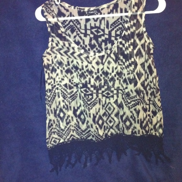 Sheer tribal print tank