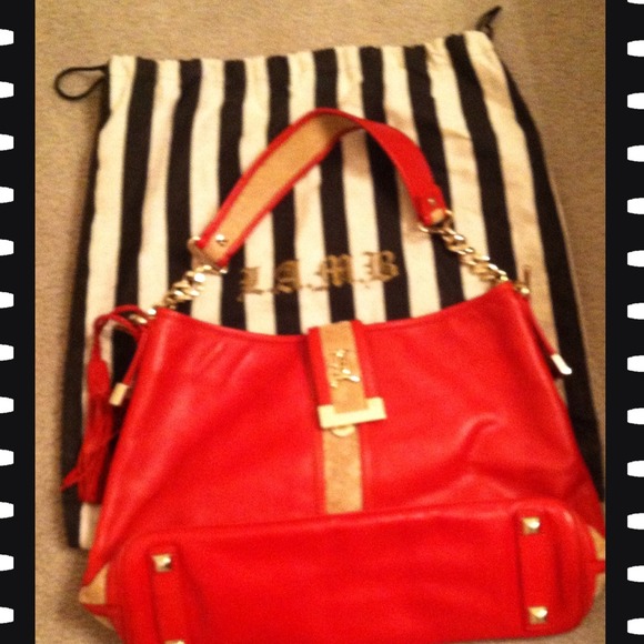 🎀Offer Welcome🎀L.A.M.B. Red Leather Hobo Handbag