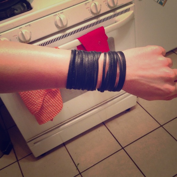 Black leather arm cuff