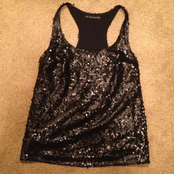 Zara black sequin sleeveless top size S