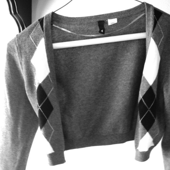 H&M Grey/Black/White Plaid Sweater