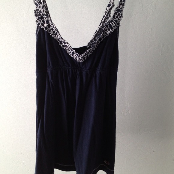 Abercrombie Blue/White Crochet Tank