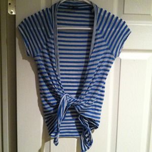 Express blue and white striped tie shirt