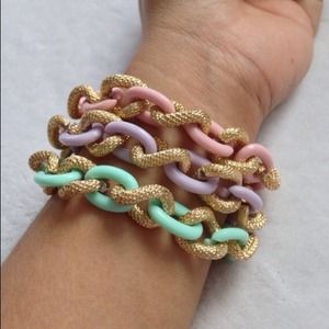 Faux Pave Chain & Pastel Colored Acrylic Chain