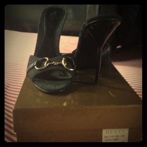 Reduced! Gucci Monogram Canvas Open Toe Stilettos