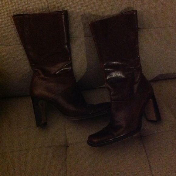 Brown leather boots