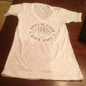 💥Sold💥$30 NWOT AFFLICTION white burnout top