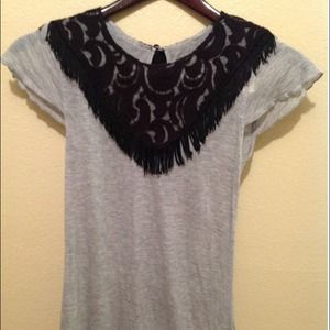 Grey Fringe Top