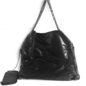 NWOT Black Cow Hide Bag with Real Chain