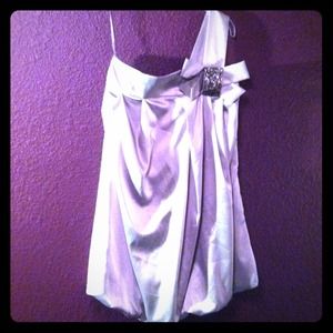 Beautiful One Shoulder Silver Bubble Hem Dress L