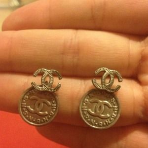 Chanel chrome tone earrings