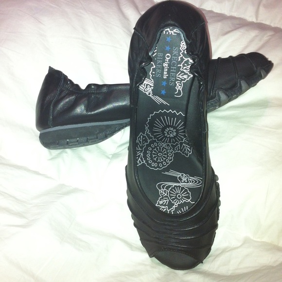Black Sketchers Originals Bikers Flats