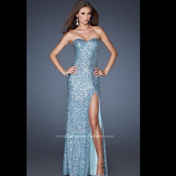 REDUCED!! Blue la femme sequin dress - Picture 2 of 4