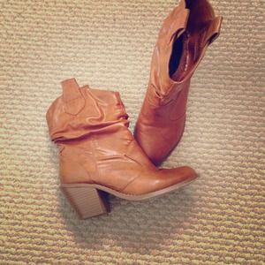 Tan booties size 6