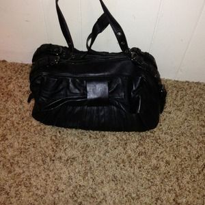 Black Leather Betsey Johnson Bow Bag SOLD