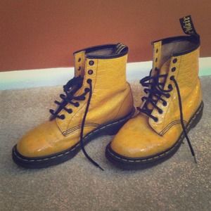 Yellow mock croc Doc Martins