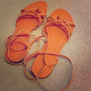 Colin Stuart orange wrap sandals for Bronti