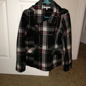 *****REDUCED****Plaid Hooded pea coat