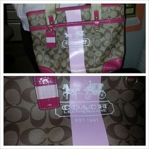 Authentic Coach Purse Pink & Brown- leather