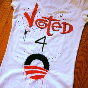 Women's size 8 "Voted 4 O" tee on sale...