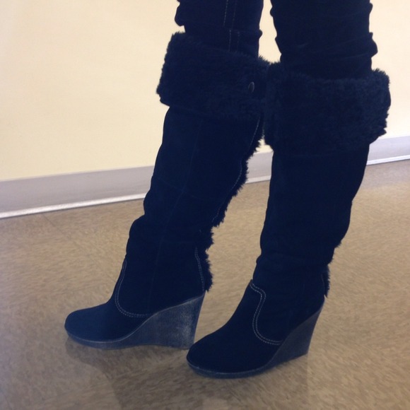Black suede boots
