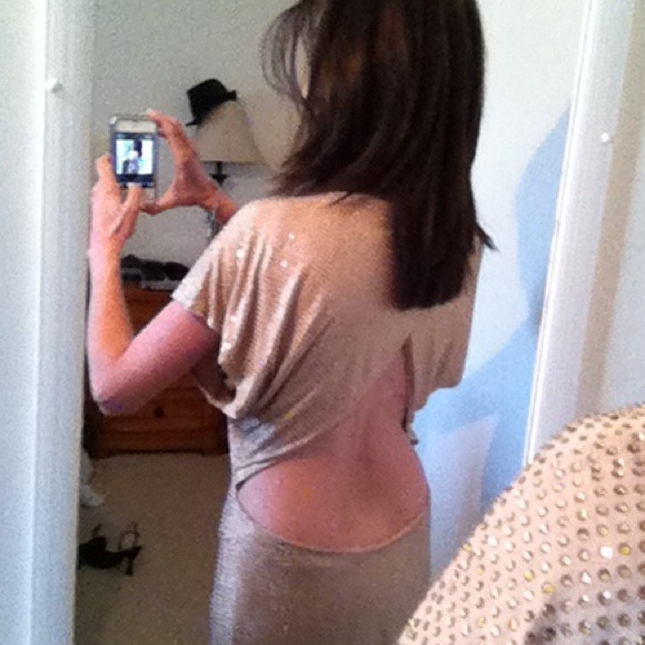 Gold sequin dress with open back
