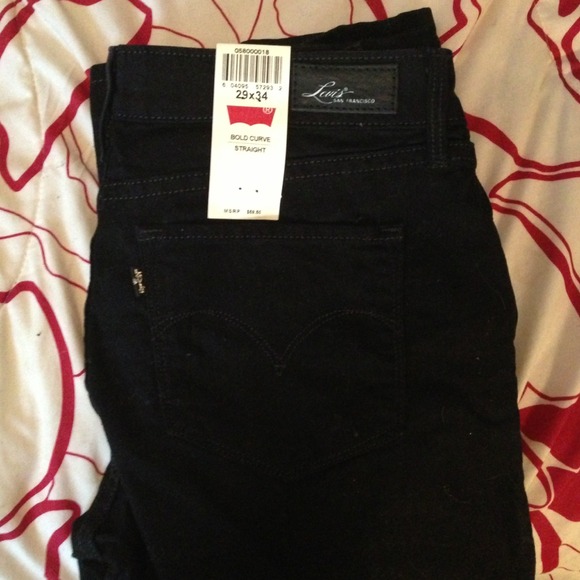 Black Levi's Bold Curve Straight Leg Jeans.