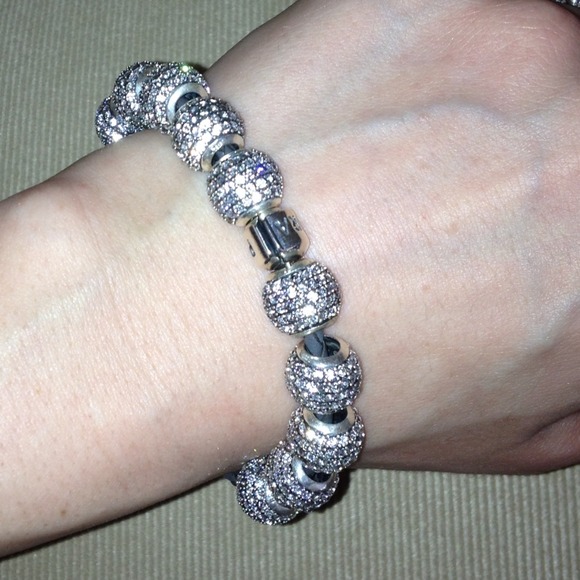Pandora leather bracelet with 10 pavé lights beads - Picture 2 of 2