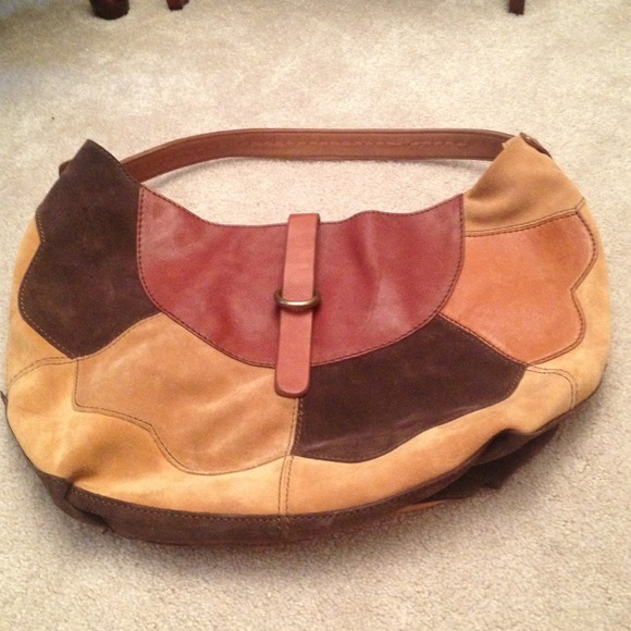 Large Lucky Brand suede and leather bag