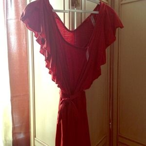 Calf length burnt orange dress