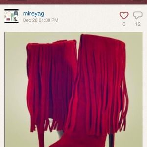 Red Suede Fringe Boots