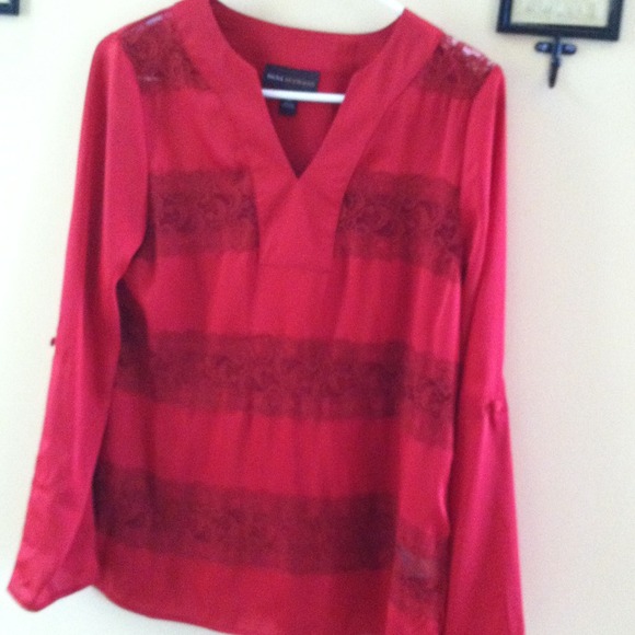 Red lacy top