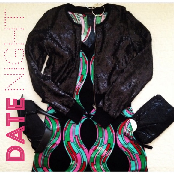 Custo Barcelona Black/Pink/Green Dress