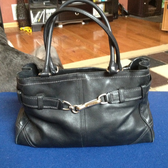 Huge Black Leather Coach Purse