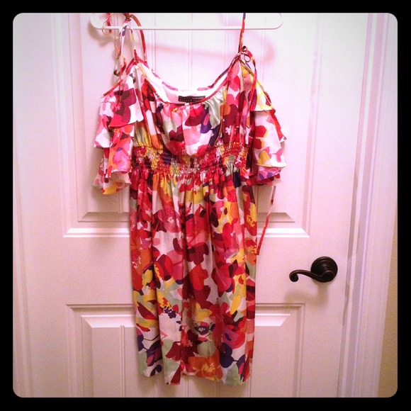 Floral cold shoulder dress
