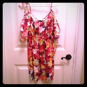Floral cold shoulder dress