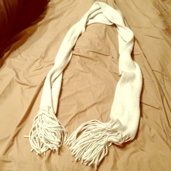 White Shimmery Fringed Scarf
