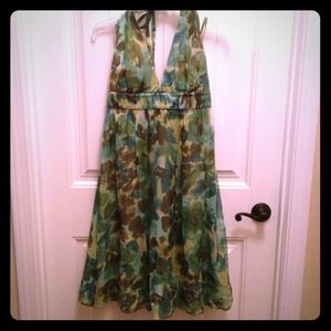 Max and Cleo Green Floral Halter Dress