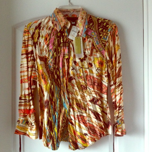 *Reduced!* Roberto Cavalli silk tribal blouse!