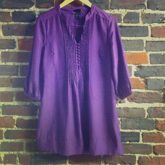 Purple 60s Inspired Silk Mini Dress