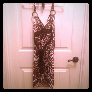 Brown + Cream Halter Dress