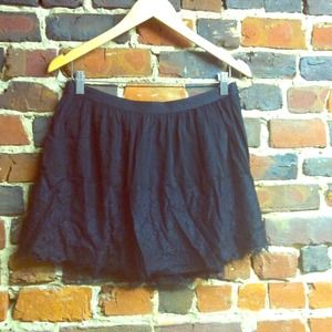 Lace and Silk Black Mini Skirt