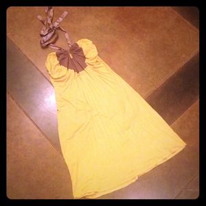 Mustard + Brown Halter Dress