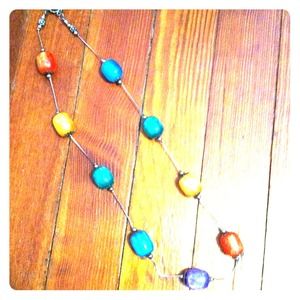 SOLD Multi-colored glass bead necklace
