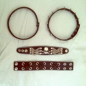 Studded, Spikes, Skulls Choker (x2) Bracelet (x2)
