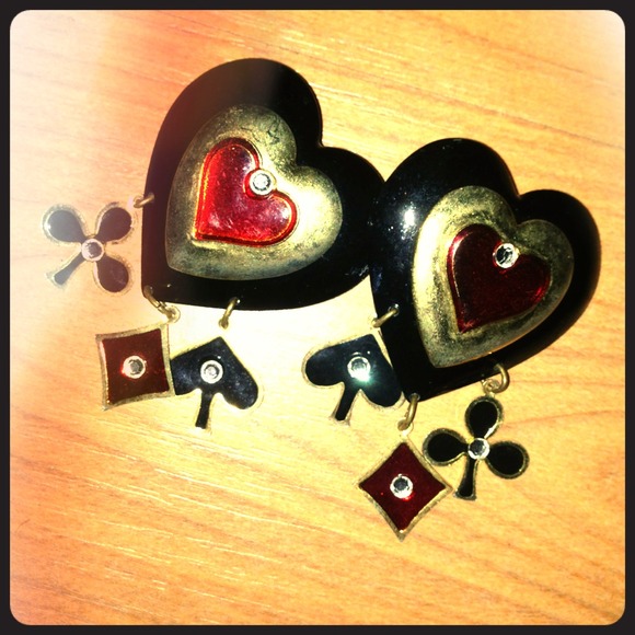 Vintage metal poker earrings lady gaga -ish