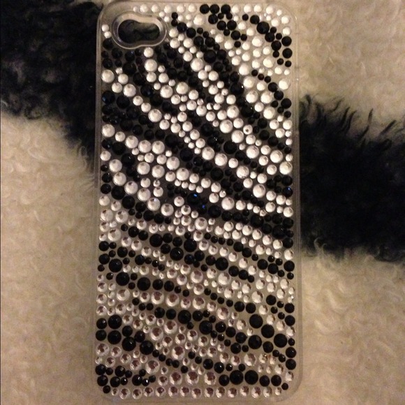 Clear Sequin Zebra Snap On iPhone 4 Case
