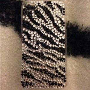 Clear Sequin Zebra Snap On iPhone 4 Case